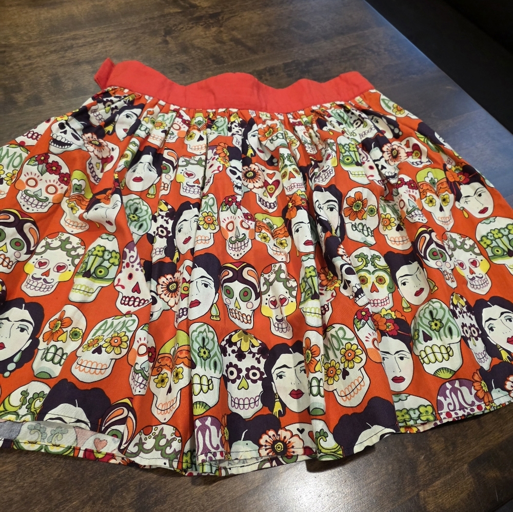 Hemet Womens Frida Kahlo Day Of The Dead Skull Skirt Small